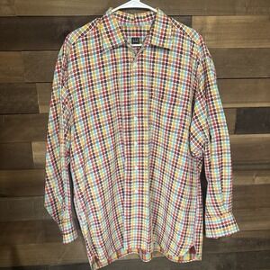 Ike Behar New York Men's Multicolor Geometric Print Button Front Long Sleeve XL